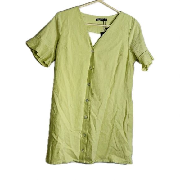 Nasty gal women’s size 2, short sleeve lined button up mini dress/tunic - Picture 1 of 8